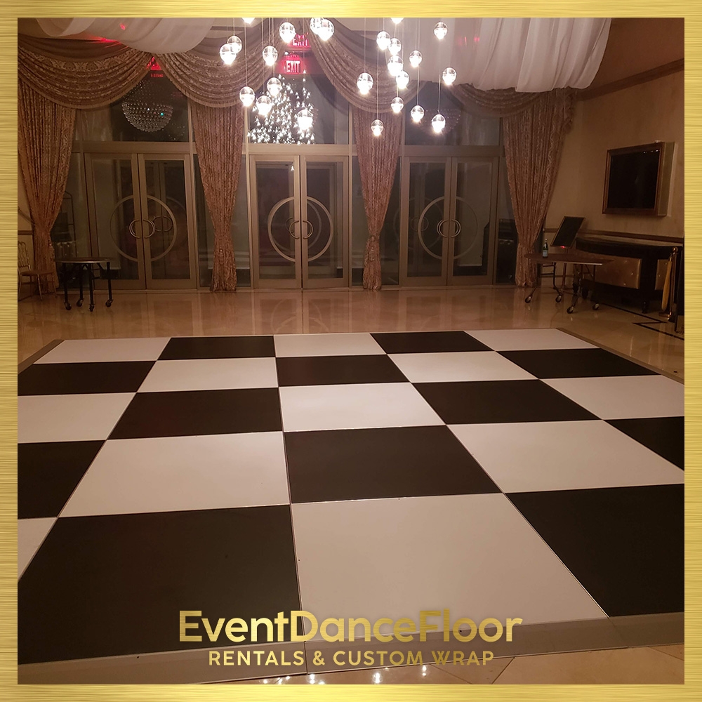 What materials are used to create a faux marble dance floor?